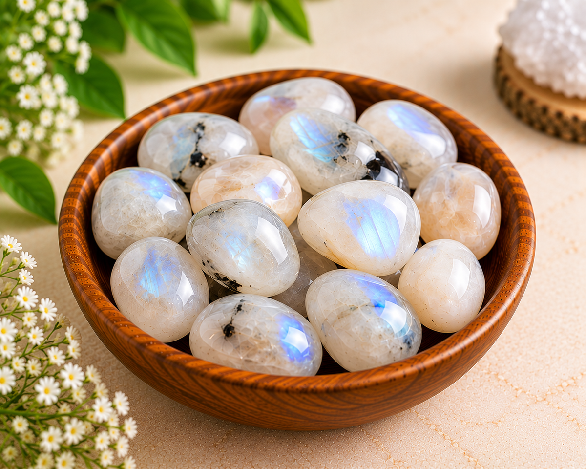 Natural Moonstone Crystal Tumbles | Intuition, Emotional Balance & New Beginnings | 50 Grams (3 to 5 tumbles)