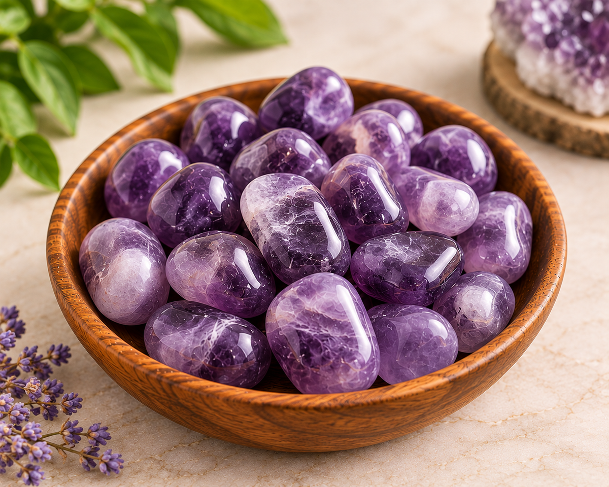 Natural Amethyst Crystal Tumbles | Calm, Clarity & Spiritual Growth | 50 Grams (3 to 5 tumbles)