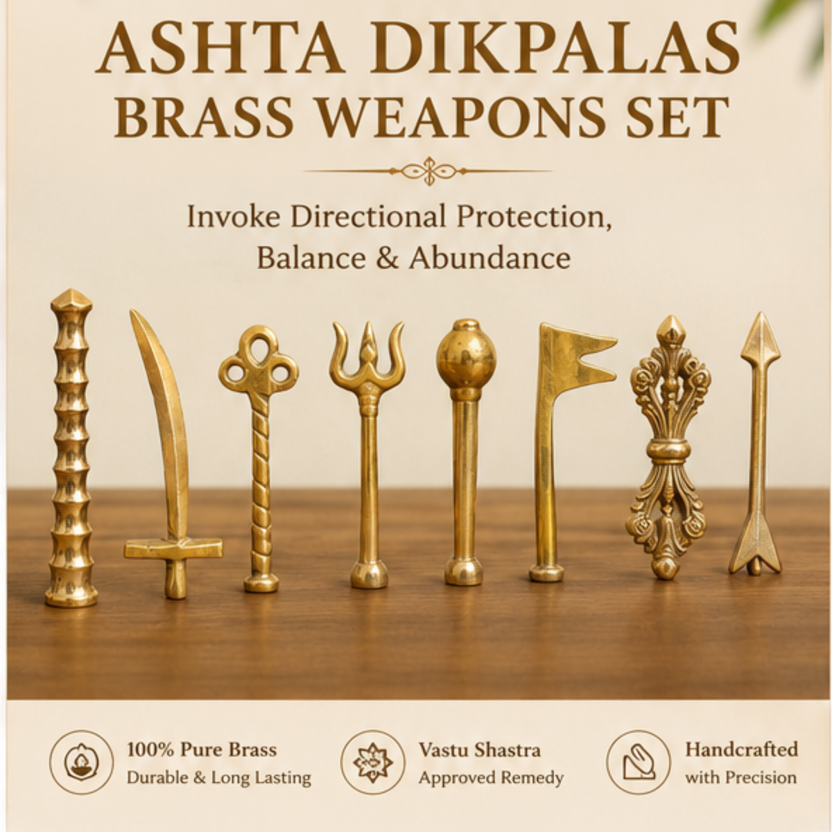 Ashta Dikpala Brass Weapons Set | 8-Direction Vastu Remedy