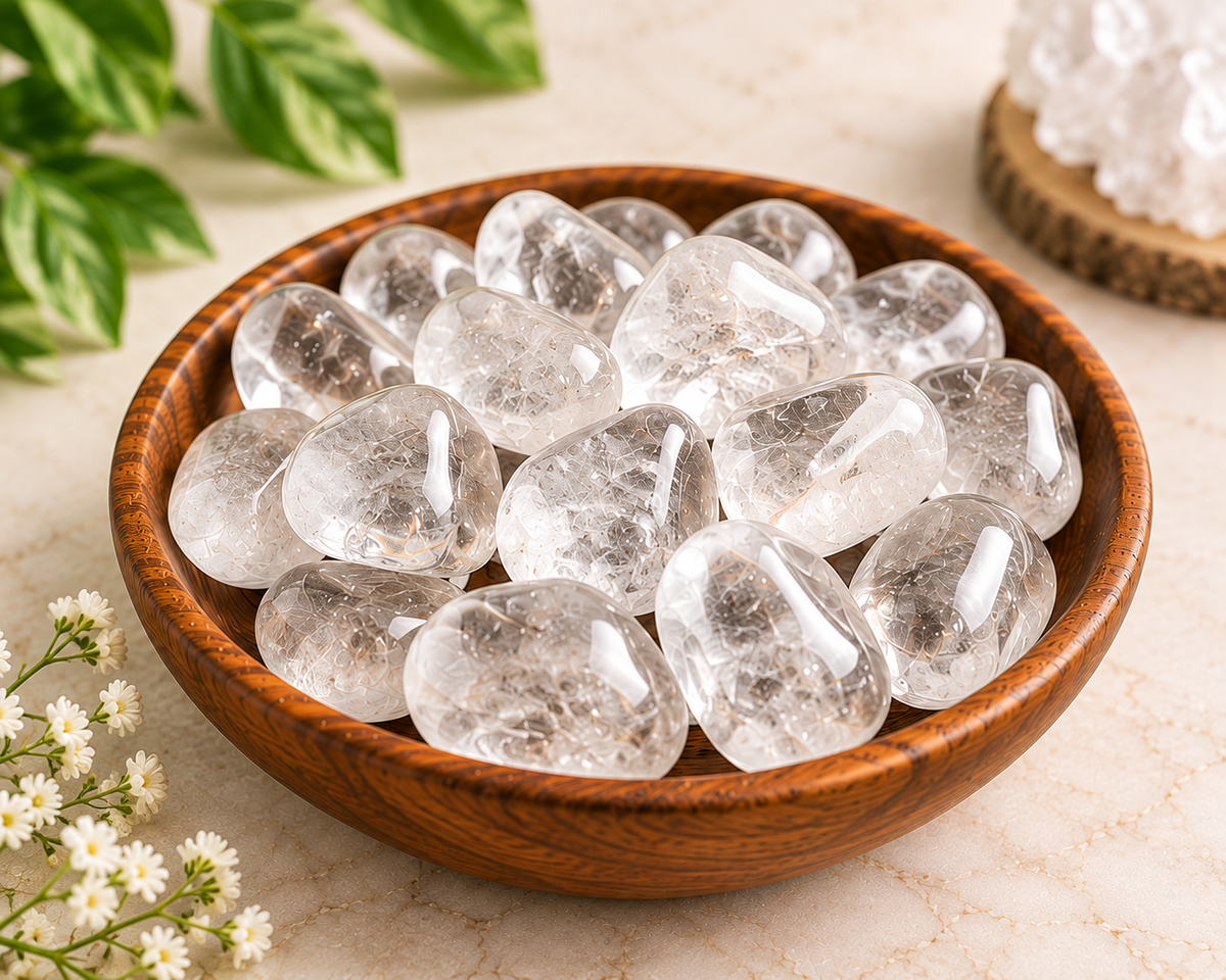 Natural Clear Quartz Crystal Tumbles | Clarity, Amplification & Positive Energy | 50 Grams (3 to 5 tumbles)