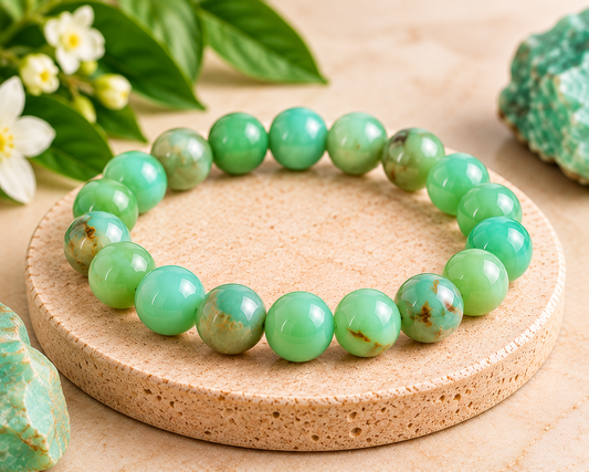 Natural Chrysoprase Crystal Bracelet | Healing, Growth & Joy (Certified and Pre-energized)