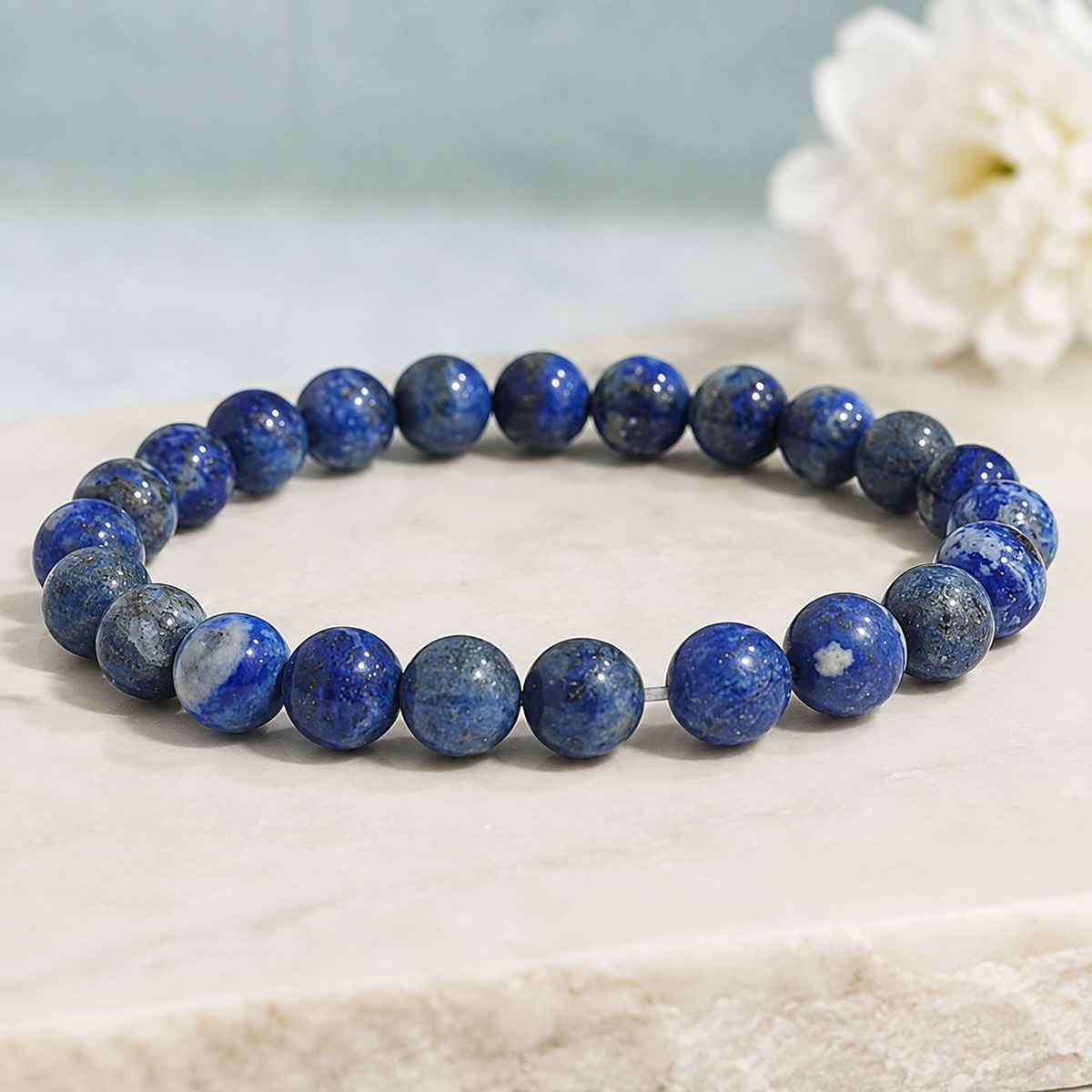 Natural Lapis Lazuli Crystal Bracelet for Clarity & Throat Chakra (Certified and Pre-energized)