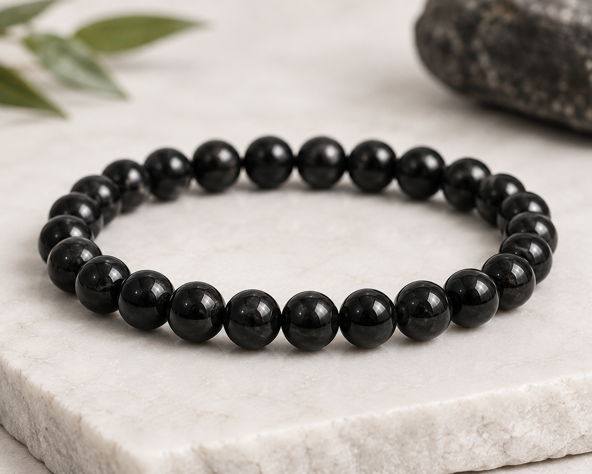 Natural Black Tourmaline Crystal Bracelet | Protection & Grounding (Certified and Pre-energized)