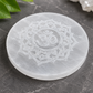 Natural Selenite Crystal Plate with Om Mandala | 3.5 Inch | Crystal Cleansing & Recharging (Certified and Pre-energized)