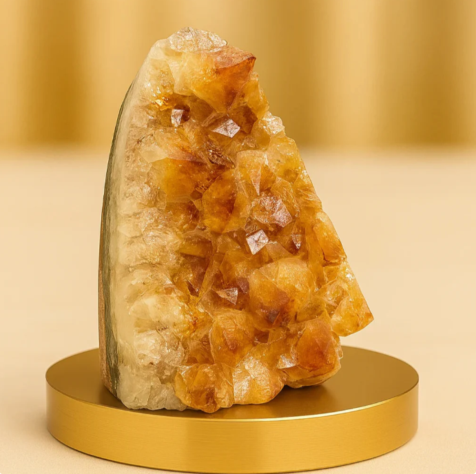 Citrine Geode Natural Rock Cluster From Brazil - AAA quality (With Certificate and Pre-energized)