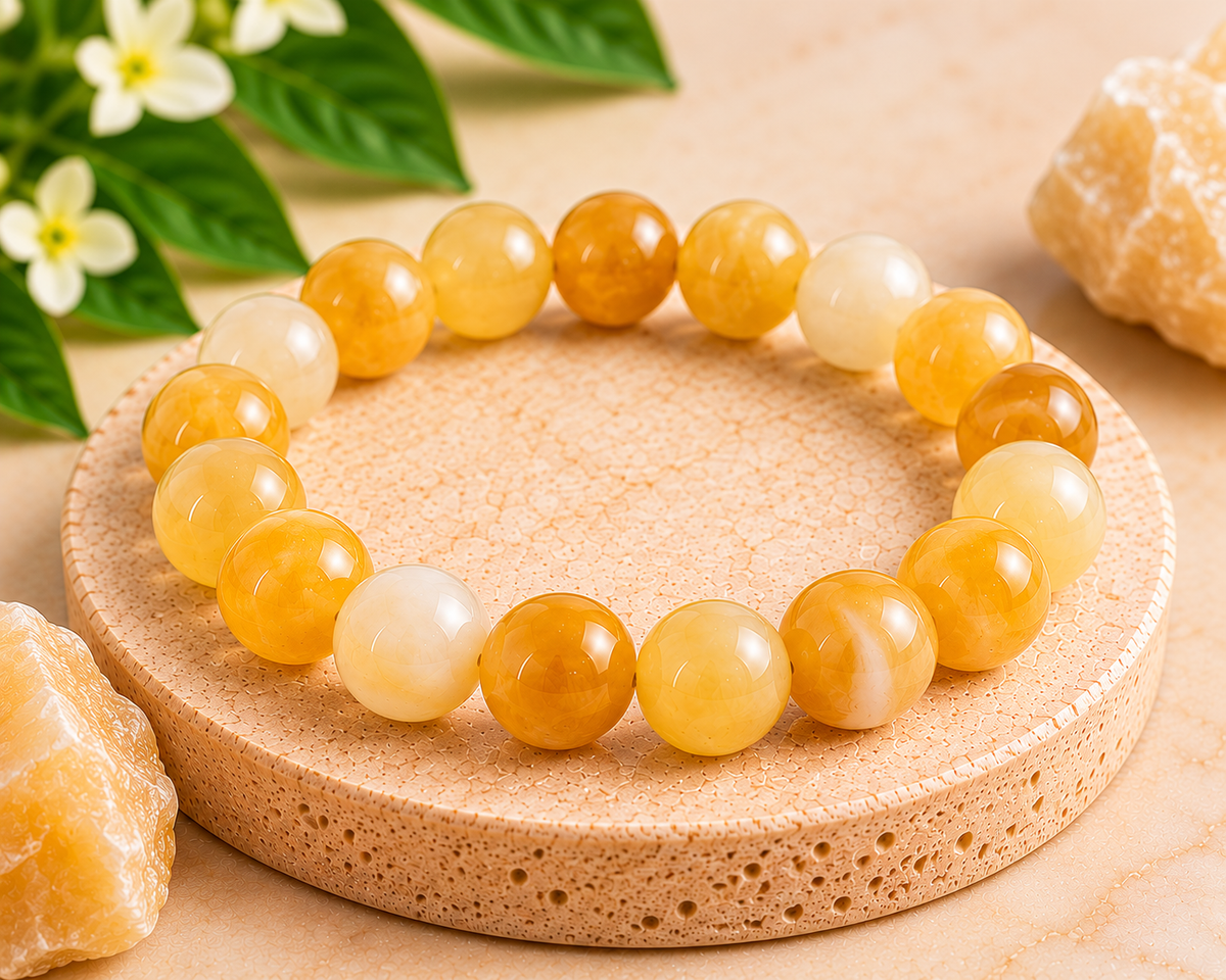 Natural Calcite Crystal Bracelet | 8mm | Clarity, Positivity & Motivation (Certified and Pre-energized)