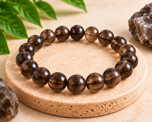Natural Smoky Quartz Crystal Bracelet | 8mm | Grounding & Clarity (Certified and Pre-energized)
